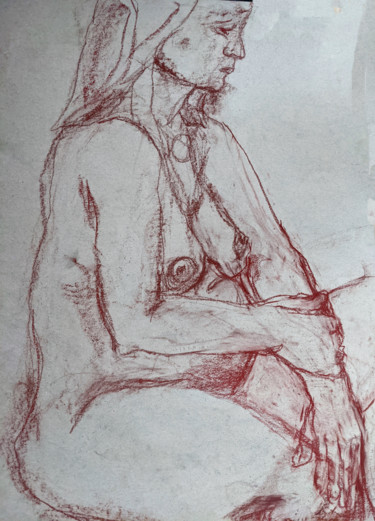 Dessin intitulée "Sanguine III" par Marijo Ponce Fest, Œuvre d'art originale, Craie