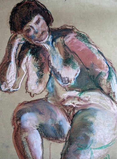 Drawing titled "Humeur boudeuse - S…" by Marijo Ponce Fest, Original Artwork, Oil