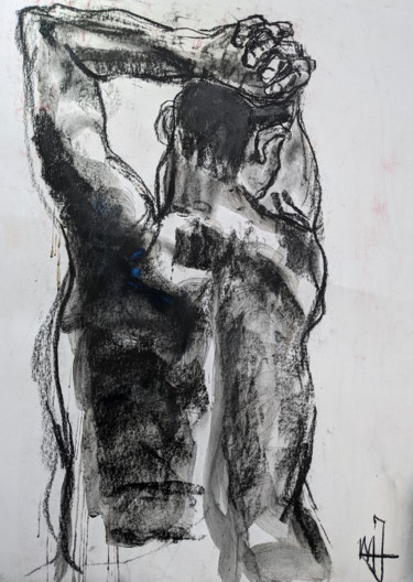 Desenho intitulada "Buste de dos - Back" por Marijo Ponce Fest, Obras de arte originais, Carvão