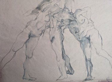 Tekening getiteld "Trio d'elle - She i…" door Marijo Ponce Fest, Origineel Kunstwerk, Houtskool