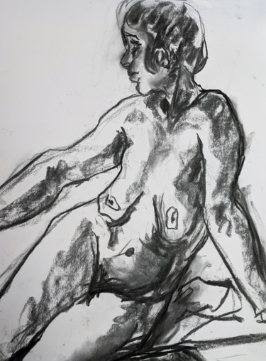 Drawing titled "Nymphea" by Marijo Ponce Fest, Original Artwork, Charcoal