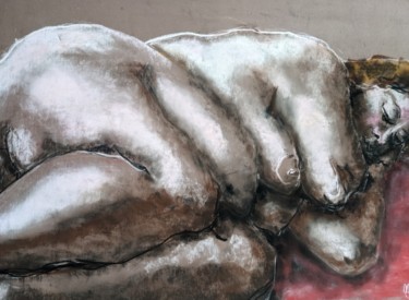 Dessin intitulée "Recroquevillée - Cu…" par Marijo Ponce Fest, Œuvre d'art originale, Pastel