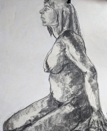 Drawing titled "Lisa" by Marijo Ponce Fest, Original Artwork, Charcoal
