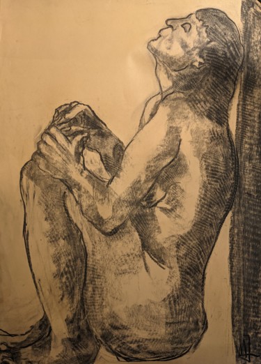 Drawing titled "Expression" by Marijo Ponce Fest, Original Artwork, Charcoal