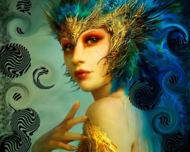 Digitale Kunst mit dem Titel "Blue Tales Fairy" von Marika Platania, Original-Kunstwerk