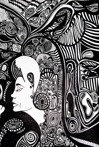 Рисунок под названием "thoughts" - Марика Гексе, Подлинное произведение искусства
