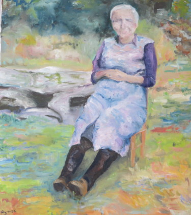 Peinture intitulée "vieille femme" par Marie-Laure Aymoz, Œuvre d'art originale, Huile