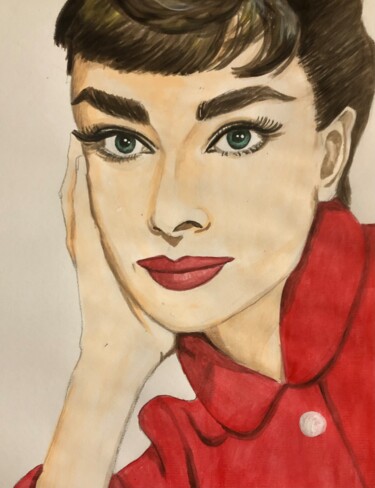 Painting titled "Audrey Hepburn_2" by Marilena Iorio, Original Artwork, Tempera