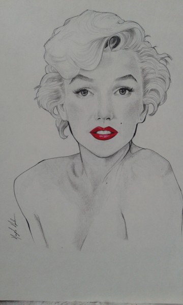 Disegno intitolato "Marilyn Monroe" da Papier Ma, Opera d'arte originale, Matita