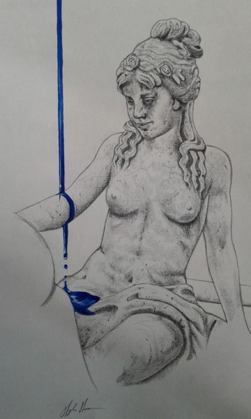 Disegno intitolato "Silenzio in blu - S…" da Papier Ma, Opera d'arte originale, Matita
