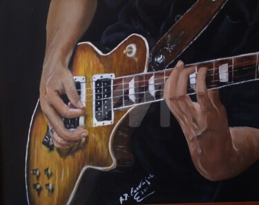 Painting titled "LA GUITARRA" by Marilo, Original Artwork, Oil