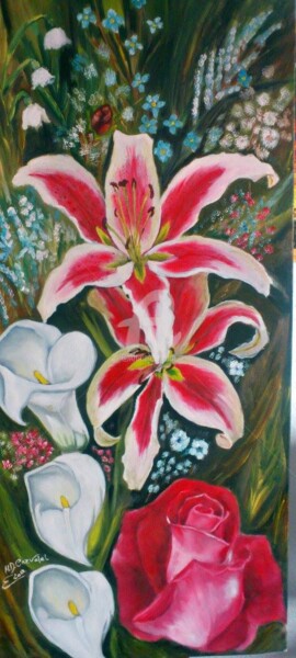 Painting titled "flores naurales" by Marilo, Original Artwork, Oil