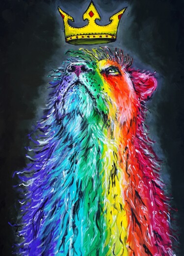 Pittura intitolato "Rainbow king" da Marily Valkijainen, Opera d'arte originale, Acrilico