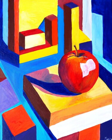 Painting titled "Lonely apple" by Marily Valkijainen, Original Artwork, Acrylic