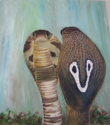 Painting titled "cobra" by Marilyn Bourgois, Original Artwork
