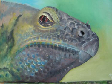 Painting titled "iguane" by Marilyn Bourgois, Original Artwork