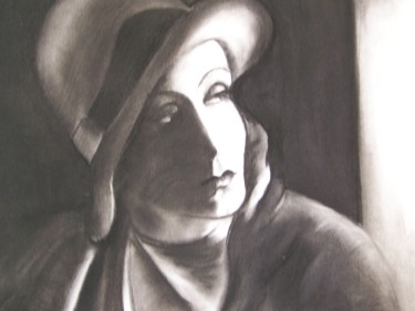 Painting titled "Greta garbo" by Marilyn Bourgois, Original Artwork