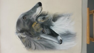 Painting titled "barzoi" by Marilyn Bourgois, Original Artwork