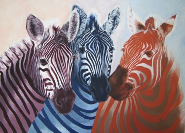 Painting titled "zebre" by Marilyn Bourgois, Original Artwork, Other