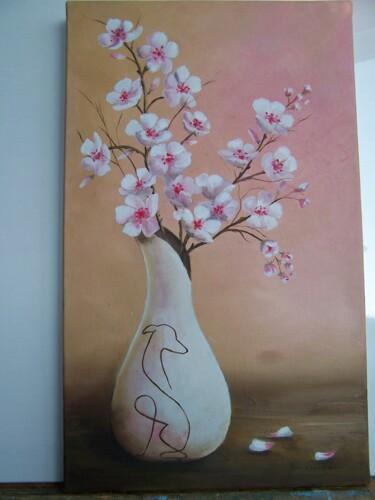 Painting titled "levrier vase" by Marilyn Bourgois, Original Artwork, Oil