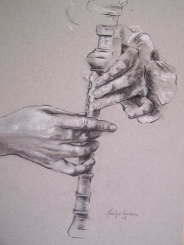Peinture intitulée "les mains" par Marilyn Bourgois, Œuvre d'art originale