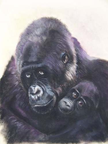 Peinture intitulée "maman gorille" par Marilyn Bourgois, Œuvre d'art originale