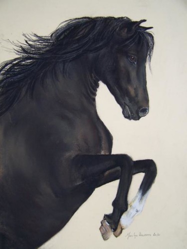Peinture intitulée "cheval" par Marilyn Bourgois, Œuvre d'art originale