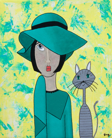 「Louise」というタイトルの絵画 Marilyn Cantrelによって, オリジナルのアートワーク, アクリル ウッドストレッチャーフレームにマウント