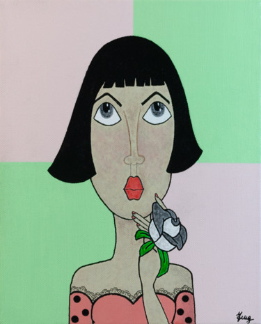 Peinture intitulée "Karine" par Marilyn Cantrel, Œuvre d'art originale, Acrylique Monté sur Châssis en bois