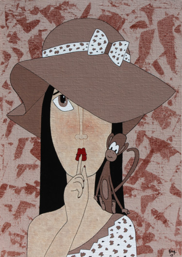 「Sarah」というタイトルの絵画 Marilyn Cantrelによって, オリジナルのアートワーク, アクリル ウッドストレッチャーフレームにマウント