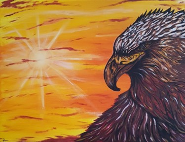 Painting titled "Tableau aigle" by Marilyn, Original Artwork, Acrylic