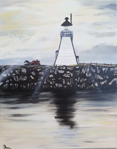 Peinture intitulée "Phare maritime et s…" par Marilyn, Œuvre d'art originale, Acrylique