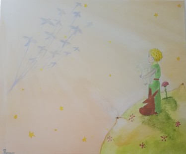 Painting titled "Le petit prince  n°5" by Marilyn, Original Artwork, Acrylic