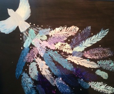 Painting titled "Plumes" by Mjoly, Original Artwork, Acrylic