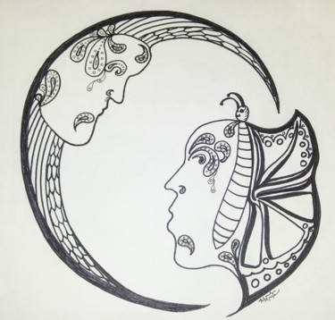 Drawing titled "Moonbutterfly.jpg" by Mkrartworks, Original Artwork