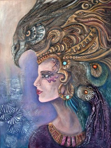 Pintura titulada "Goddees of the Eagl…" por Sophia Nuna, Obra de arte original, Oleo