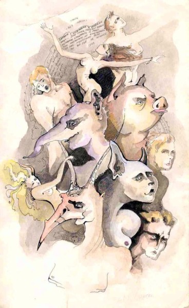 Dibujo titulada "El baile sin máscar…" por Sophia Nuna, Obra de arte original, Otro