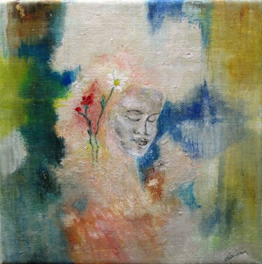 Painting titled "calme" by Claudia Marin, Original Artwork, Acrylic Mounted on Wood Stretcher frame