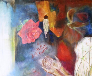 Pintura titulada "offrande" por Claudia Marin, Obra de arte original, Oleo Montado en Bastidor de camilla de madera