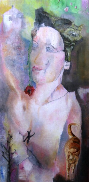 Ζωγραφική με τίτλο "chemin" από Claudia Marin, Αυθεντικά έργα τέχνης, Λάδι Τοποθετήθηκε στο Ξύλινο φορείο σκελετό