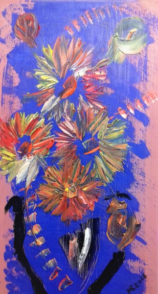 Картина под названием "Flowers in vase." - Marie Ruda, Подлинное произведение искусства, Масло