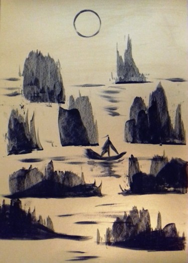 Rysunek zatytułowany „"Die goldenen Meere…” autorstwa Marie Ruda, Oryginalna praca, Akryl