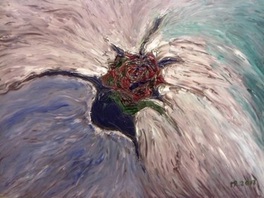 Painting titled ""Die Rose."" by Marie Ruda, Original Artwork, Oil