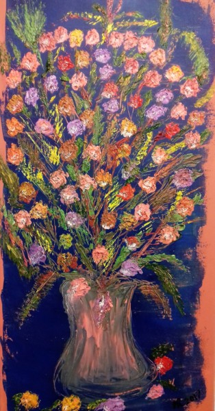 Peinture intitulée ""Blumen in der Vase…" par Marie Ruda, Œuvre d'art originale, Huile