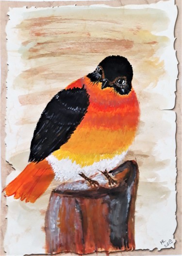 Drawing titled "Prothonotary warble…" by Marie Ruda, Original Artwork, Watercolor
