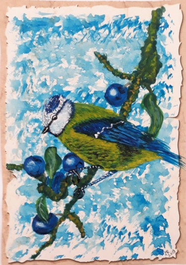 Desenho intitulada "Bluebird." por Marie Ruda, Obras de arte originais, Aquarela