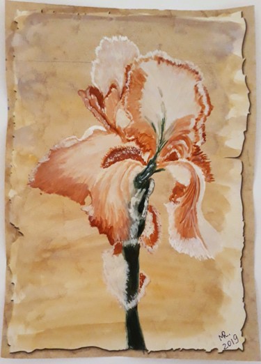 Desenho intitulada "Chocolate iris." por Marie Ruda, Obras de arte originais, Aquarela