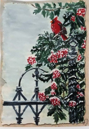 Desenho intitulada "In the winter park." por Marie Ruda, Obras de arte originais, Aquarela