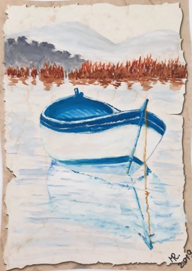 Рисунок под названием "On the lake." - Marie Ruda, Подлинное произведение искусства, Акварель