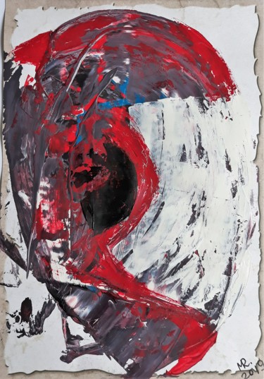 Zeichnungen mit dem Titel "Red helmet." von Marie Ruda, Original-Kunstwerk, Aquarell